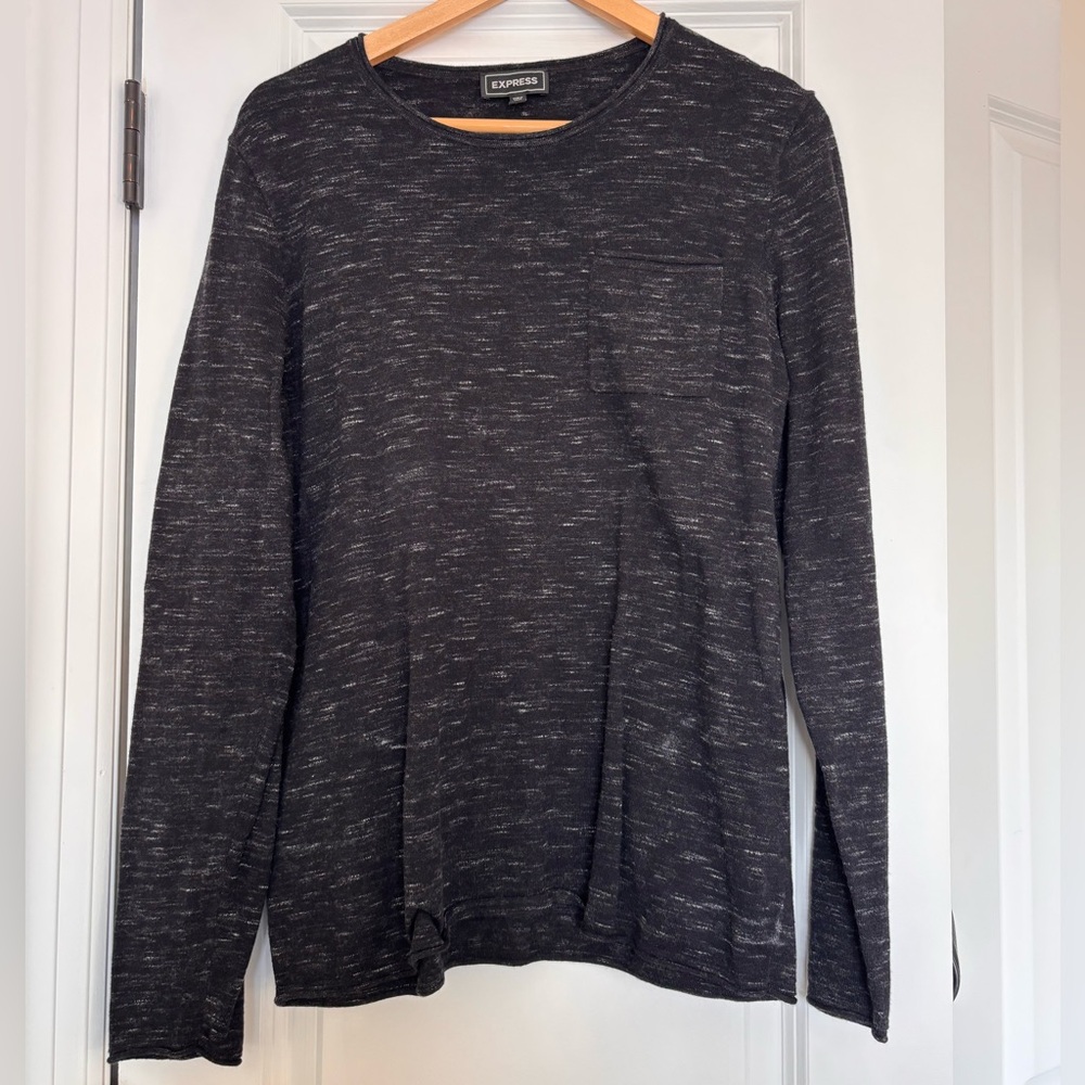 Express Men's Charcoal Long Sleeve Tee Shirt Size Medium
